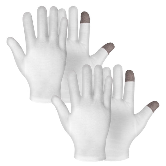 Dimeho 2 Pairs Touch Screen Moisturizing Gloves SPA Gloves for Dry Hands White Cotton Gloves for Sleeping Night Moisturizing Gloves for Rough Cracked Dry Chapped Hands Skin
