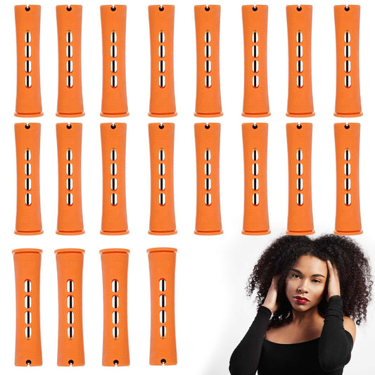 Wanmu 20 Pieces Hair Perm Rods, Cold Wave Rods Short Orange Plastic Perming Irons Hair Curling Rollers for Curling Hairdressing Hair Styling
