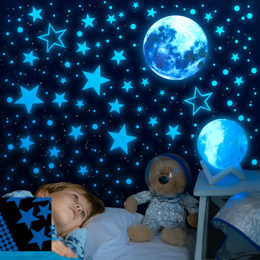 Sibba 370PCS Glow in The Dark Stars Wall Sticker for Ceiling, Glow in The Dark Wall Decals Long-Lasting Glowing Star Wall Stickers Luminous Stickers for Bedroom Boys Girls Nursery Living Room