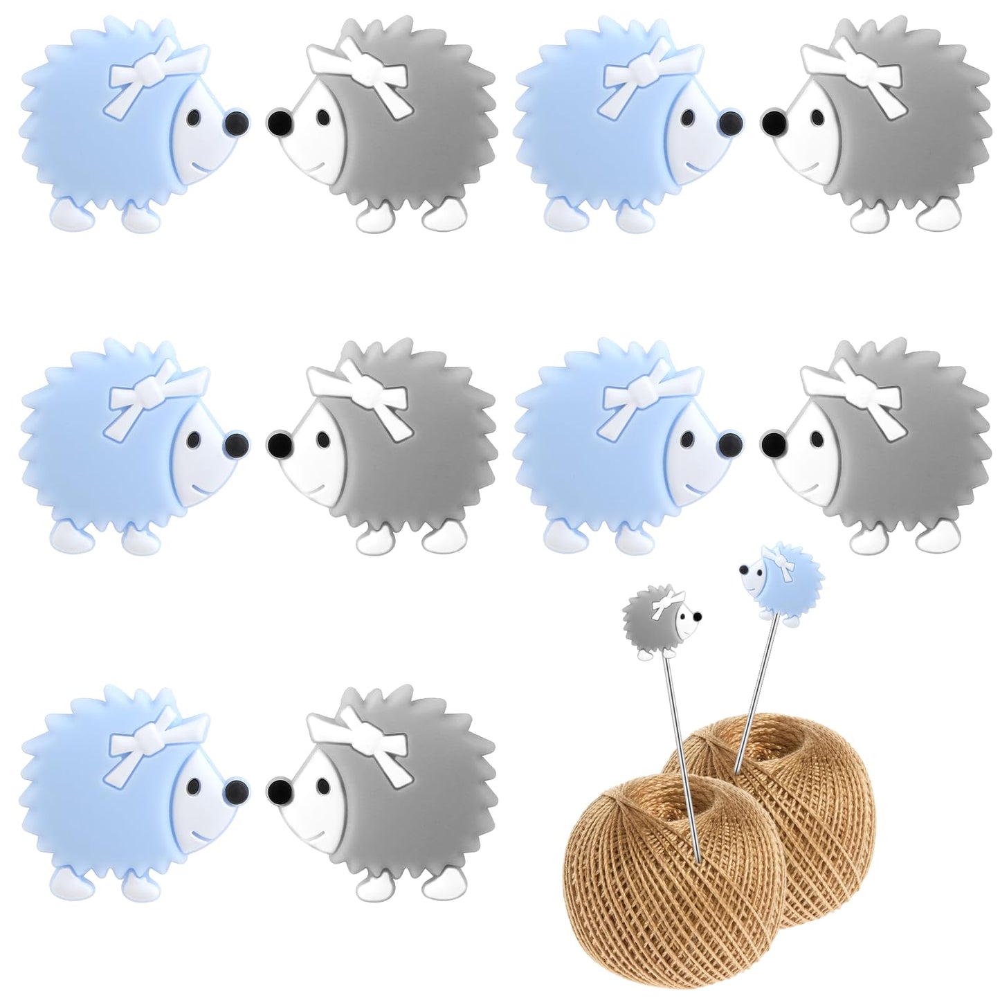 COMNICO Knitting Needle Stoppers, 10 Pcs Cute Hedgehog Needles Silicone Needle Point Protectors Tip Cover Crafting Knitting Tools Needles Supplies Accessories for Scarf Sweater