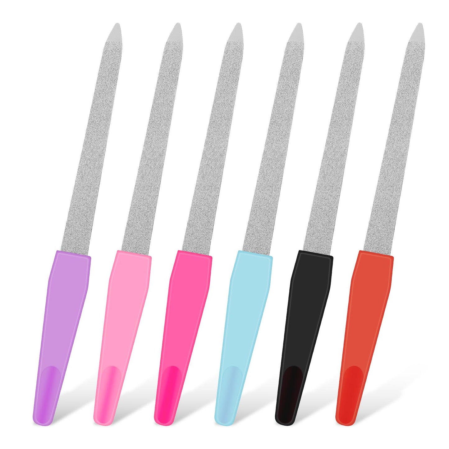 6 Pcs Metal Nail File Stainless Steel Natural Finger Nail Filers Double Sided Grit Fingernails Filers Nail Emery Boards Tool Accessories for Home Salon Shaping Styling Gel and Acrylic Nails