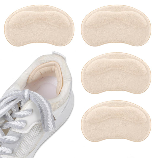 2 Pair Heel Cushion Pads, Self-Adhesive Heel Grips Inserts for Boots Loose Shoes Too Big, Anti Blister Shoe Liners Heel Protectors, Reusable Heel Guards Liners for Women Men, Improve Shoe Fit (Nude)