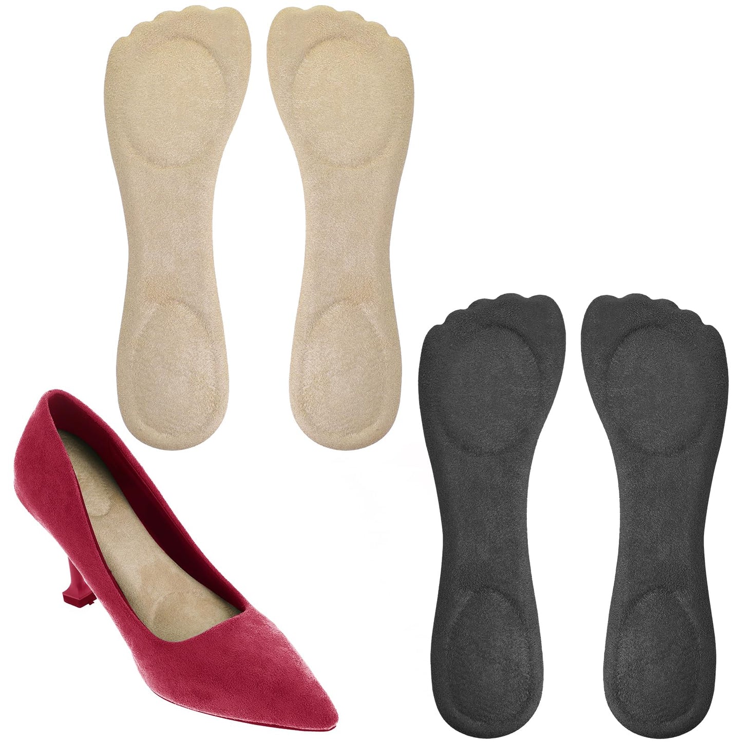 2 Pairs Insoles for High Heels Cushion Inserts for Women Self-Adhesive Soft Comfort Inner Soles Replacement Shoe Inserts Non-Slip Shoe Insoles for Trainers Walking Shoes Wellies Boots