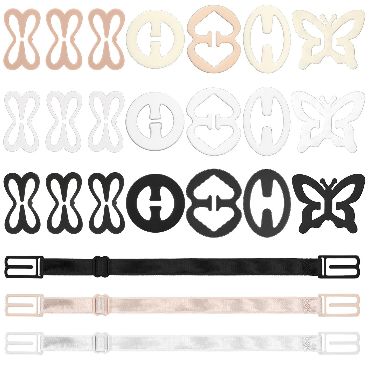 ElevateTech Bra Strap Clips Holders, 24 Pcs Bra Clips to Make Racerback Strap Holders for Slipping Bra-Clip for Conceal Straps Adjustable Anti-Slip Bra-Converter Cleavage Control