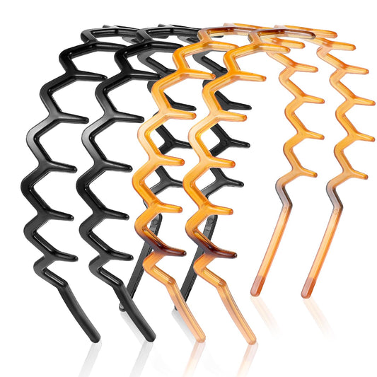 4Pcs Zig Zag Headbands Effortless Plastic Tooth Hair Comb Elastic U Wavy Shape Hair Comb Hoop No Slip Styling Skinny Teeth Hair Bands for Women Men Teen Girls Washing Face Accessory Supply