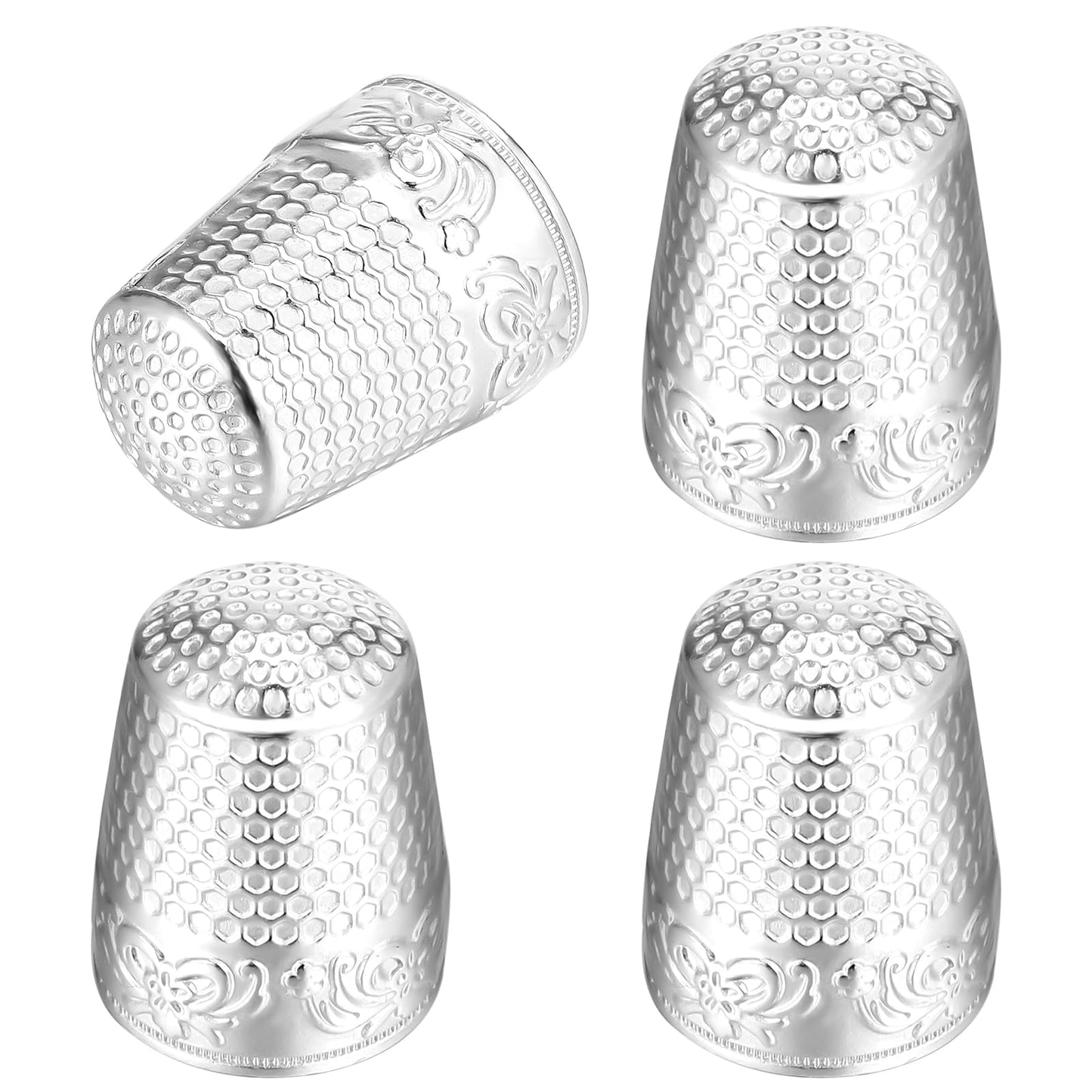 Sibba Sewing Thimble 4 Pcs Metal Copper Finger Protector Finger Shield Rings Fingertip Quilting Craft Notions Supplies Needlework Guard Tools for DIY Hand-Working Knitting