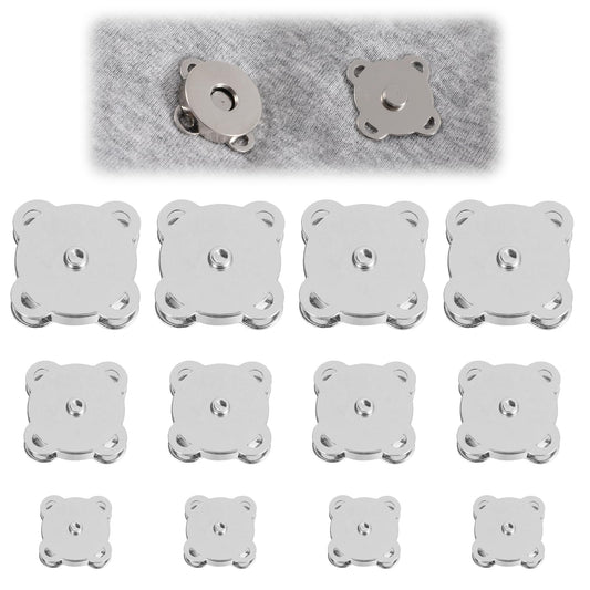 Wanmu 12 Pairs Magnetic Snaps Buttons, 3 Size Plum Snap Closures for Purses Bags Clothes Handbags Scrapbooking, Purse Closure Clasps, Fastener Clasps Button for Sewing Supplies