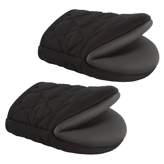 Sibba Oven Mitts Pot Holders Sets 2 PCS Non-Slip Silicone Grip Heat Hot Resistant Pads Pair Apartment Essentials Kitchen Grilling Mittens Thick Glove Cooking Cuisine Short Hotpot Potholders