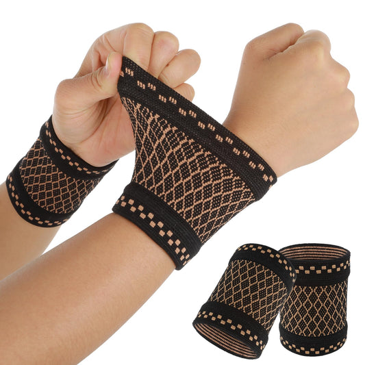 Compression Wrist Brace Wrist Support Wrap, Copper Wrist Compression Sleeve Improved Circulation Pain Relie Recovery, Elastic Wrist Band for Arthritis, Workout, Carpal Tunnel, Wrist Support for Women
