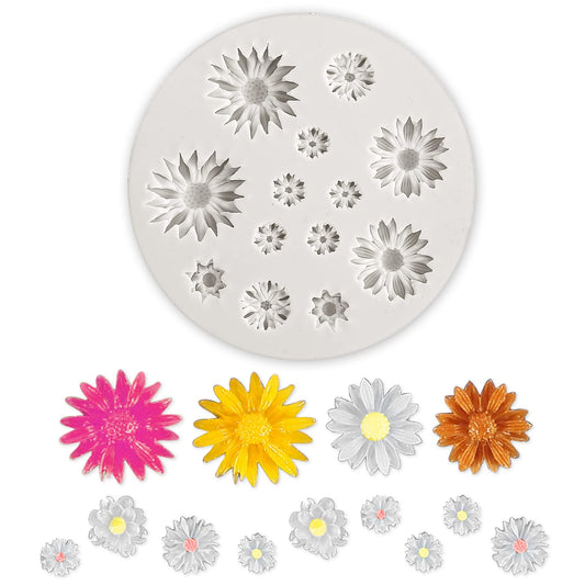 Sibba Flower Polymer Clay Silicone Molds, 13 Grids Polymer Clay Molds for Jewelry Flower Making, Polymer Clay Molds for Earrings Cake Decoration