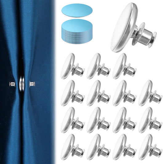 Wanmu Pack of 16 Curtain Magnetic Closures, Double Sided Magnetic Suction Curtains, Keep Curtain Liner Closed on the Wall, Windproof Protective Clips for Home, Bedroom, Bathroom