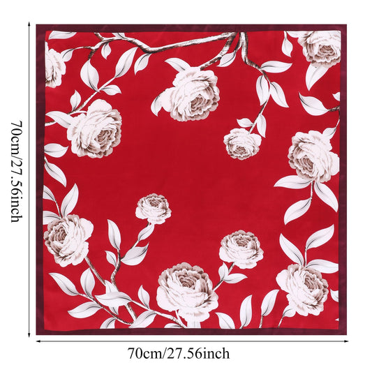 Wanmu Head Scarf for Women, Satin Neck Scarf, Hair Scarf, Printed Square Scarf Bandanas for Women (pink)
