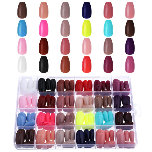 Dimeho 576 Pcs Press On Nails Short Oval Fake Nails Set Small Round Press on Nails Glossy Color Reusable Nail Kit Fit Perfectly for Beginners Women Girls Hands 11 Sizes