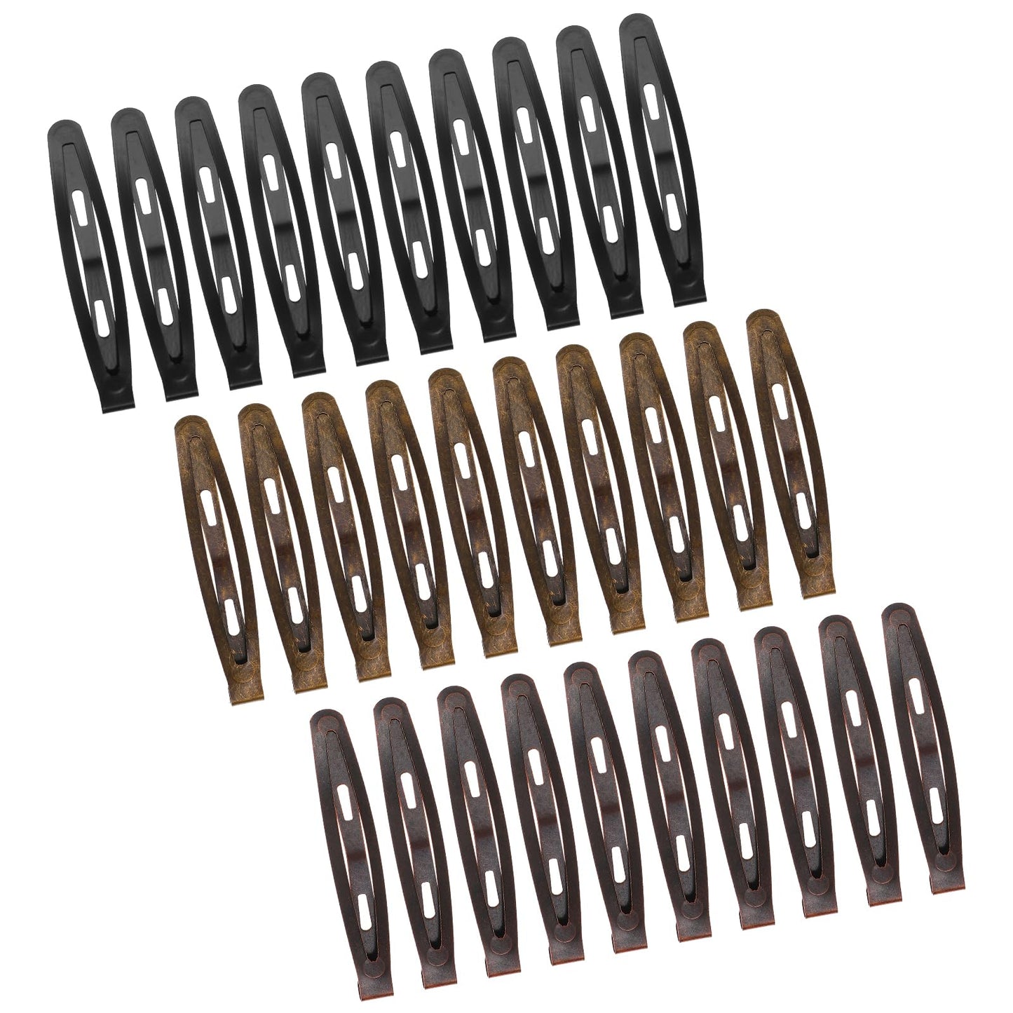 Wanmu 30Pcs Oval Snap Hair Clips, 2.4" Metal Contour Hair Barrettes for Women, Flat Hair Hairpins, Non Slip Hair Clip for Thick Hair, Thin Hair, Girls Hair Accessories, Hair Styling