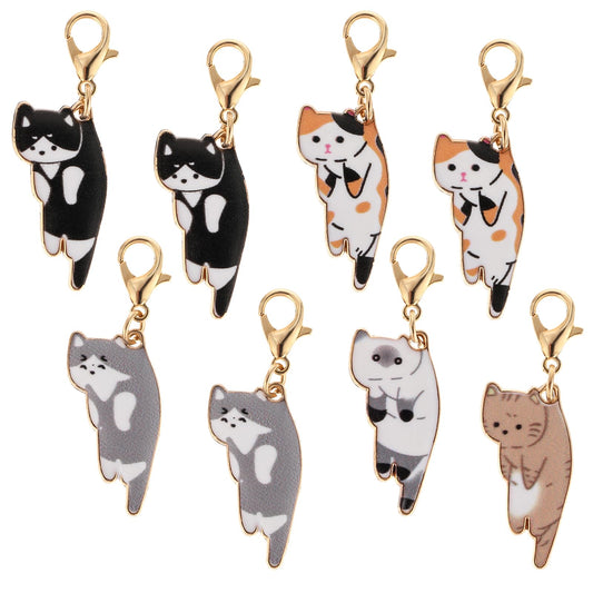 8 Pcs Cat Stitch Markers for knitting Lovely Cat Keychain with Lobster Claw Clasps Large Crochet locking Markers Beautiful Alloy Knitting Weaving Accessories for knitting Crocheting Pet Memorial