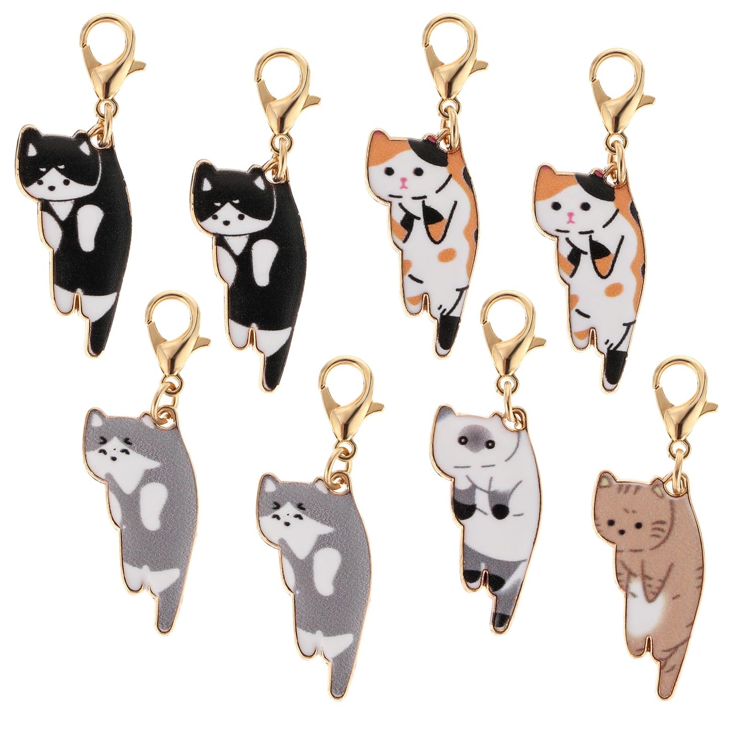 8 Pcs Cat Stitch Markers for knitting Lovely Cat Keychain with Lobster Claw Clasps Large Crochet locking Markers Beautiful Alloy Knitting Weaving Accessories for knitting Crocheting Pet Memorial