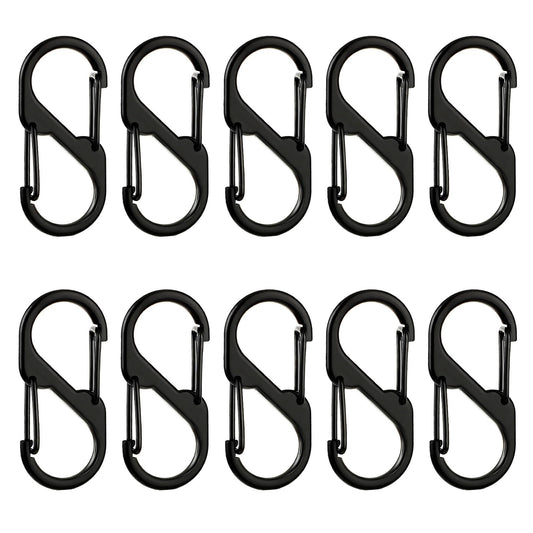 S Carabiner Keyring Clip, 10 PCS Small Carabiner Clips Keychain Clip Dual Spring Snap Hook Replacement Double Clip Hook for Home Outdoor Hiking Fishing Camping Travel