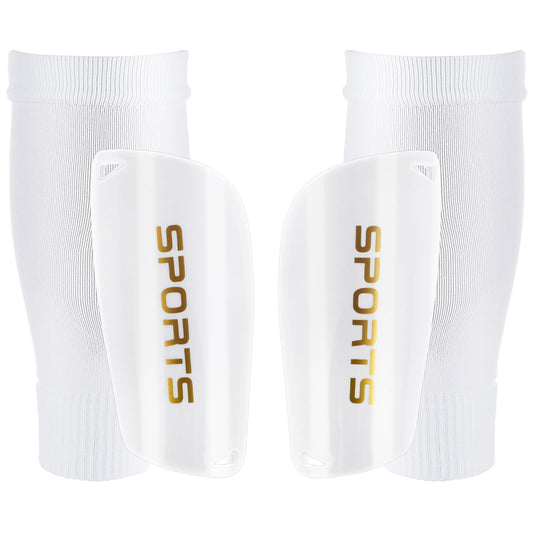 Soccer Shin Guards for Kids Youth Adults Shin Pads and Shin Guard Sleeves, Lightweight and Compact Protective Soccer Equipment for Football Games Reduce Shocks and Injuries, White