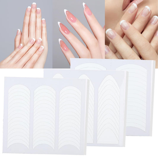 Sibba 36 Pcs French Manicure Nail Stickers Strips Self-Adhesive Nail Design Tools Nail Tape Curved Nail Tips Gel Nail Stickers for DIY Decoration Stencil Tools (Style A) (Style A)