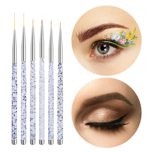 Sibba Water Activated Eyeliner Brush Applicators Eye Makeup Angled Fine Point Plastic Wands Halloween Cosmetic Tool Small Palette Liner Micro Thin Eyebrow Set Nail Art Painting Pen (6 Pcs Transparent)