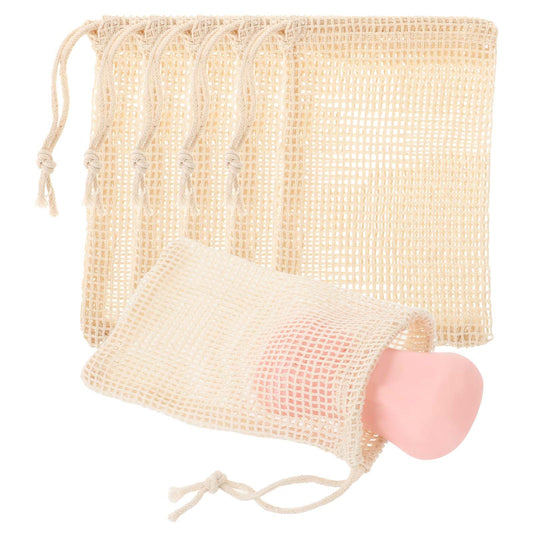 COMNICO 10 PCS Soap Bags Natural Sisal Soap Saver for Foaming and Drying Bubble Mesh Soap Scrubber Pouch Handmade Cotton Bag with Drawstring Body Facial Cleaning Bath Shower Tool