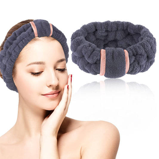 Sibba Spa Headbands, Women Microfiber Headband Coral Fleece Elastic Makeup Headbands for Washing Face Shower Sports Beauty Skincare