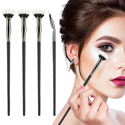 4pcs Folding Angle Scalloped Lash Brush, Mascara Fan Brush for Lashes Angled Fan Shaped Eyebrow Brush Lashes Wand Brush Eyelashes Comb Separator for Natural Lifted Upper and Lower Eye Lash