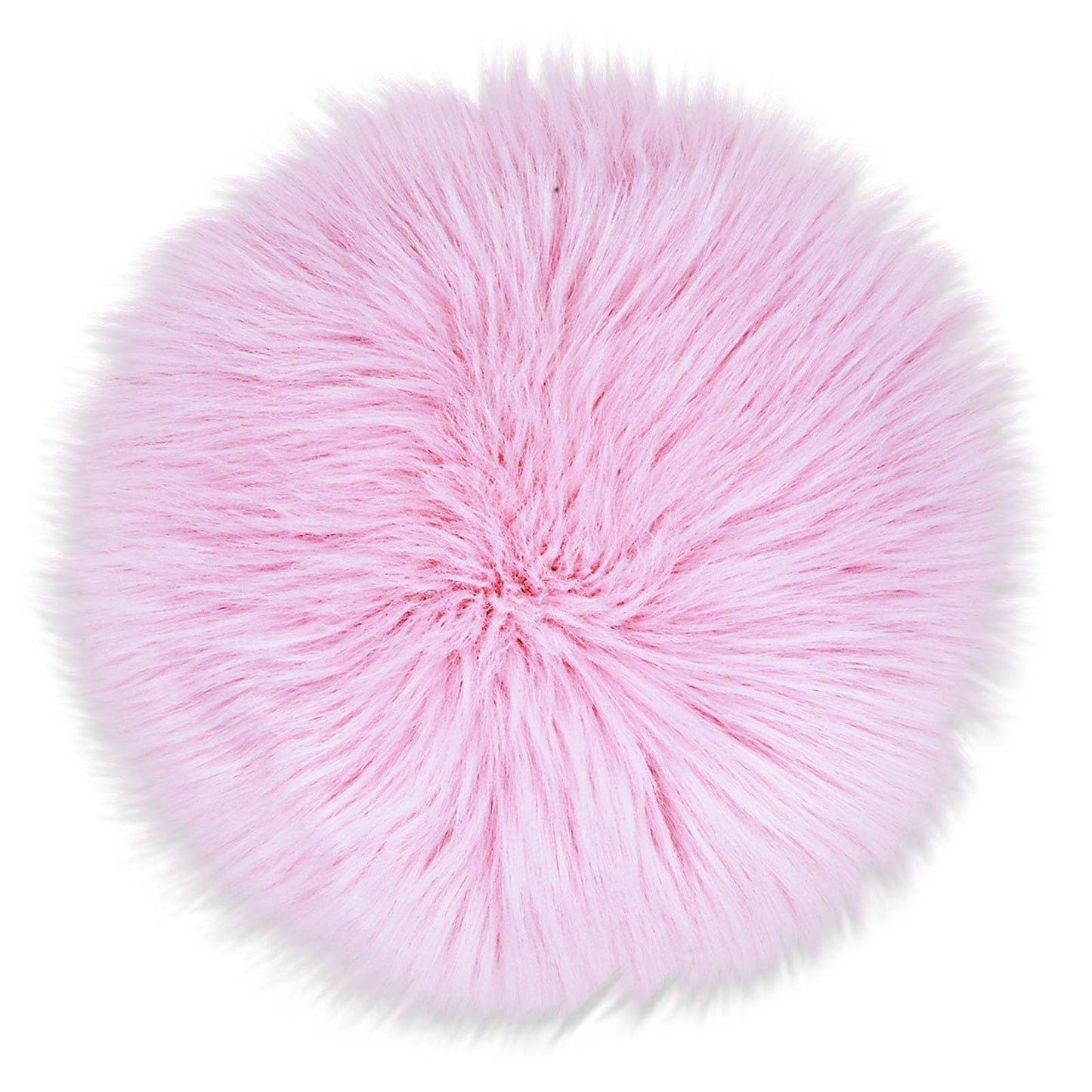 Sibba Bedroom Area Rug Fluffy Faux Fur Fuzzy Long Fireplace Hide Round Carpet Chair Cover Cushion Pad Plush Washable Table Cover Home Kitchen Decorative(15 Inch,Pink)