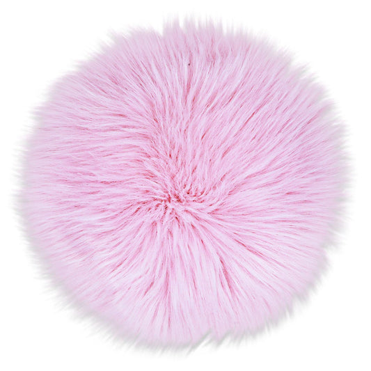Sibba Bedroom Area Rug Fluffy Faux Fur Fuzzy Long Fireplace Hide Round Carpet Chair Cover Cushion Pad Plush Washable Table Cover Home Kitchen Decorative(15 Inch,Pink)