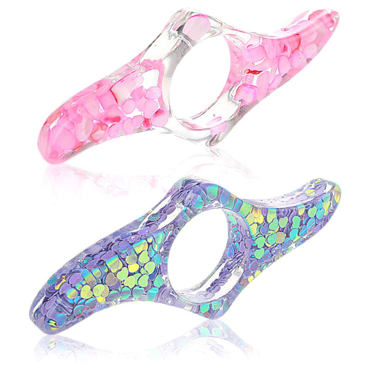 Dimeho 2 Pcs Book Page Holder Star Sequin Thumb Page Press Bling Clear Resin Effortless Book Opener Reading Accessories Gifts for Reader Friends Bookworm Literary Lovers Students(Pink+Blue)