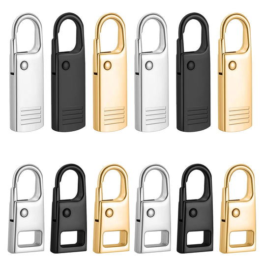 Wanmu 12Pcs Zipper Pull Replacement, Heavy Duty Detachable Zipper Pulls Repair Kit, Zipper Lock Fixer Accessories for Luggage Backpack Jacket Suitcases Easy to Use Larger Stronger