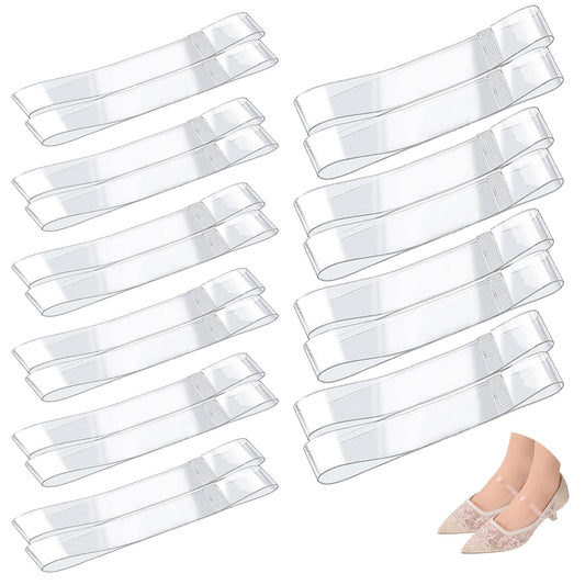 COMNICO Transparent Invisible High Heel Shoe Straps, 10 Pairs Elastic Clear Shoe Laces Women Detachable Anti Loose Shoelace Accessories for Holding Loose High