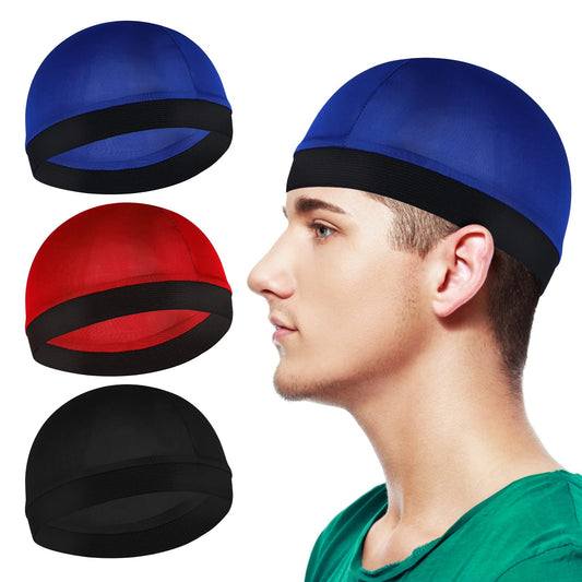 Sibba 3Pcs Durags for Men Silk Wave Cap for 360 540 720 Wave Elastic Band Silky Durag Headwear Stockings Wig Caps Soft Breathable Unisex Skullies Beanies Cap for Sleeping Shower