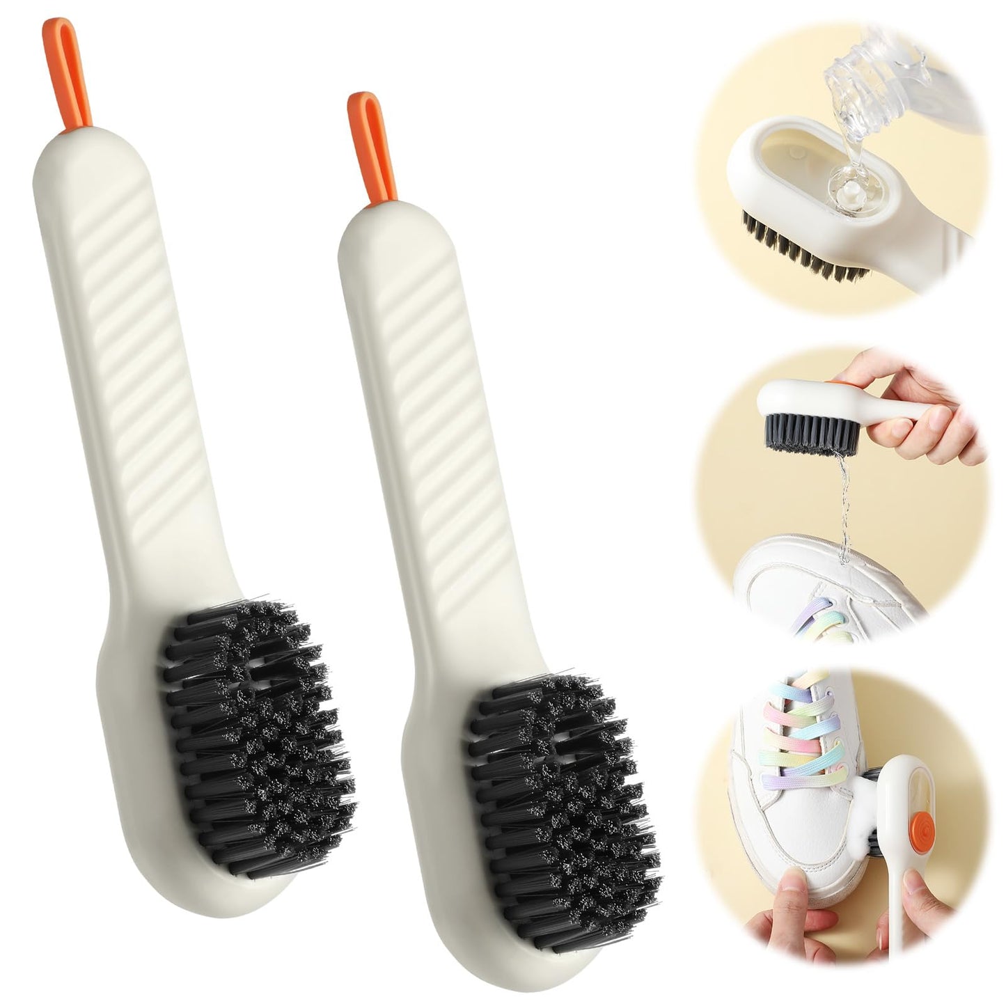 2 Pcs Multifunctional Liquid Shoe Brush Soap Dispenser Scrub Shoe Brushes Liquid Adding Soft Cleaning Brush Shoe Laundry Brush with Liquid Box for Washing Clothes Household Bathroom Kitchen