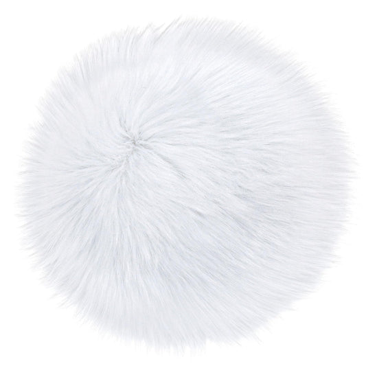 Sibba Bedroom Area Rug Fluffy Faux Fur Fuzzy Long Fireplace Hide Round Carpet Chair Cover Cushion Pad Plush Washable Table Cover Home Kitchen Decorative(14 Inch,White)