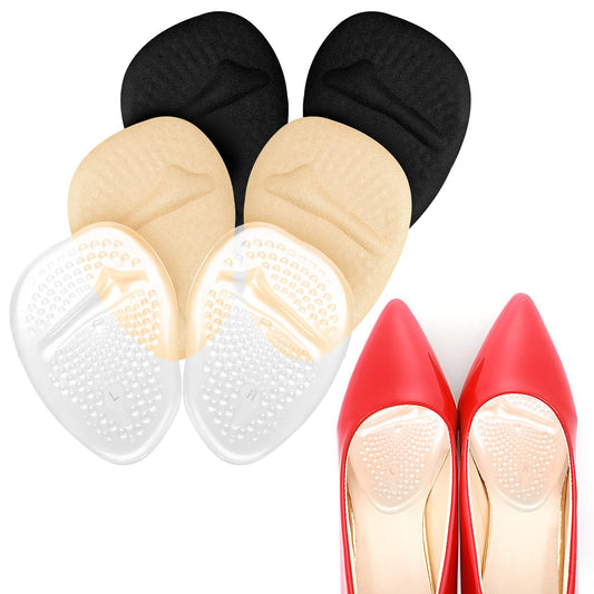 Sibba Metatarsal Foot Pads High Heel Inserts Platform Forefoot Support Sole Protector Ball of Cushions Pain Relief Toes Grips Bottom Bunion Insoles for Shoe (3 Pairs Mix-Colored)