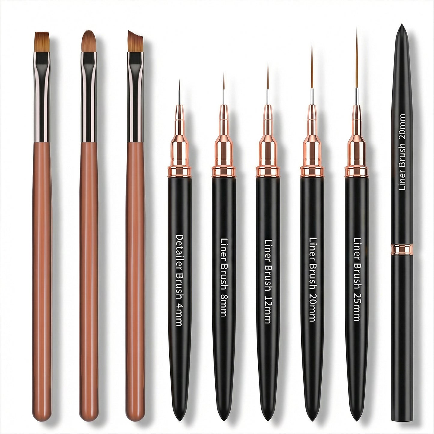8 Pcs Nail Art Liner Brushes Nail Art Clean Up Brushes Liner Brush for Nails Gel Thin Nails Arts Brush Super Fine Painting Design Polish Pen for Long Line Thin Detail Fine Drawing DIY 4/8/12/20/25mm