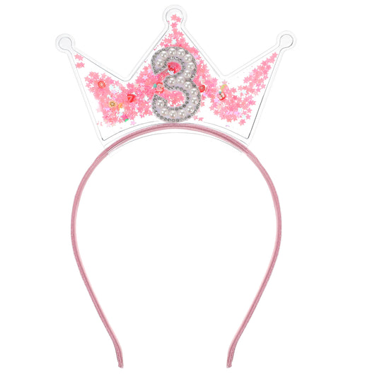 Sibba Birthday Crown Headband for Girls Glitter Princess Tiara Pink Birthday Girl Headbands for Party Decorations(3)