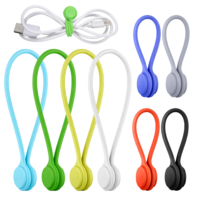 8 Pcs Silicone Magnet Cable Ties Colorful Cord Organizer Multi-Purpose Cord Ties Accessories Reusable Cable Clips Holder Labels for Appliances Organizing Charging Cords Office Home Fridge Bookmarks