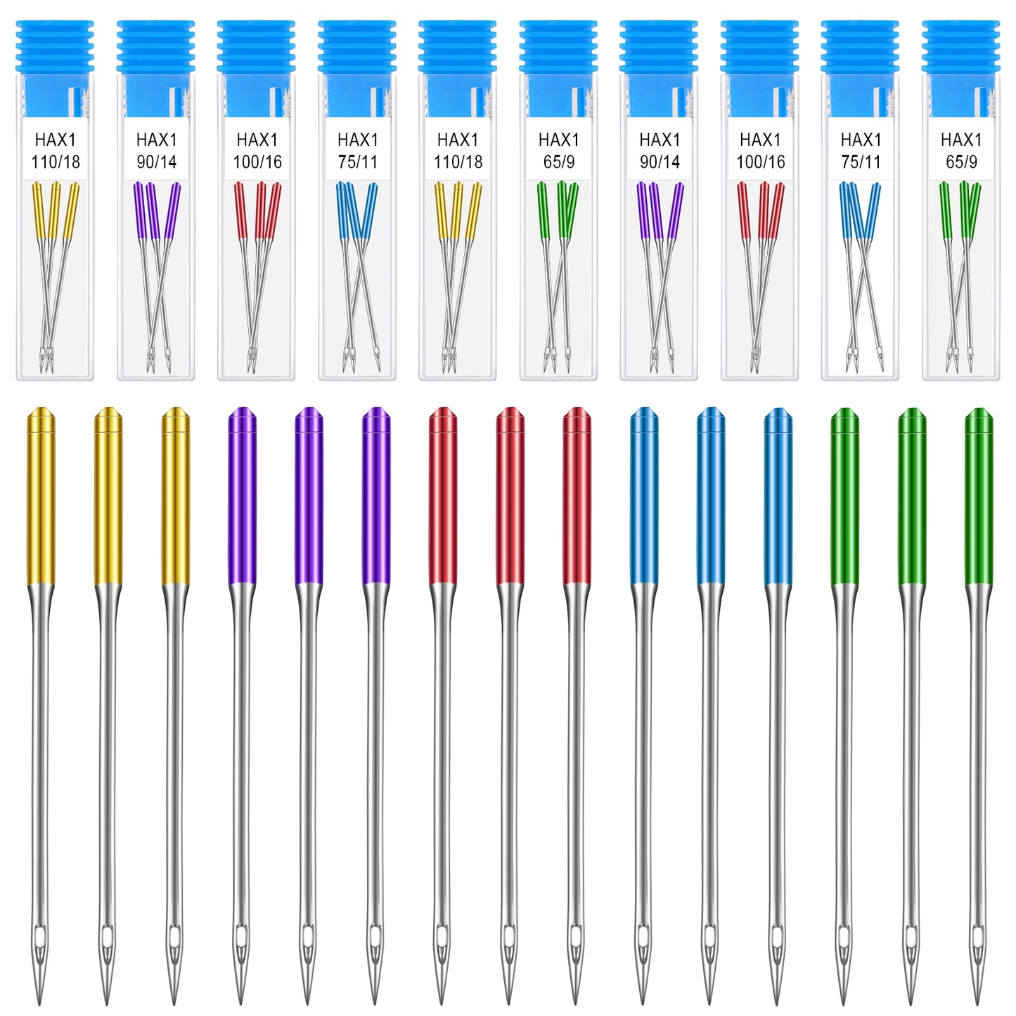 Sibba Sewing Machine Needles 30 Pcs Universal Regular Point Machine Needles Flat Shank Sewing Needles Portable Sew Notions Quilting Supplies for Most Sewing Machine Travel Home