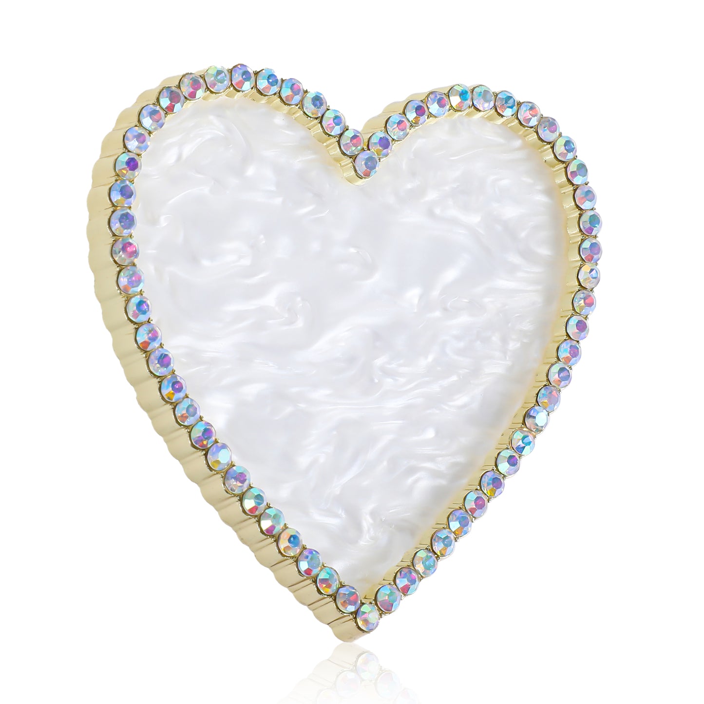 Resin Nail Art Palette Nail Painting Mixed Color Palette Gold Nail Holder Display Board Heart Rhinestone DIY Makeup Pallet Polish Gel Color Mixing Tray Cosmetic Mixing Tools