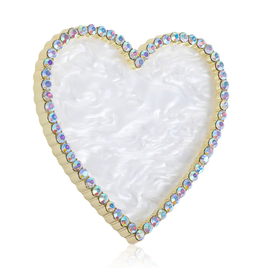 Resin Nail Art Palette Nail Painting Mixed Color Palette Gold Nail Holder Display Board Heart Rhinestone DIY Makeup Pallet Polish Gel Color Mixing Tray Cosmetic Mixing Tools
