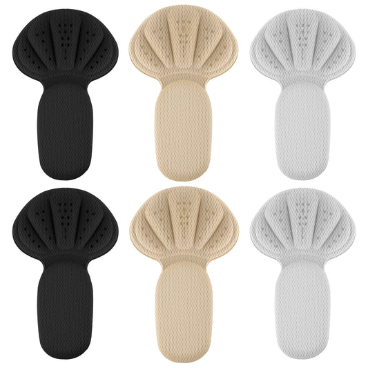 Back of Heel Cushion Pads, 6Pcs Mesh Adhesive Heel Grips Inserts for Boots, Loose Shoes Too Big, Reusable Heel Guards Liners for Women Men, Anti Blister Heel Protectors(Black,Grey,Nude)