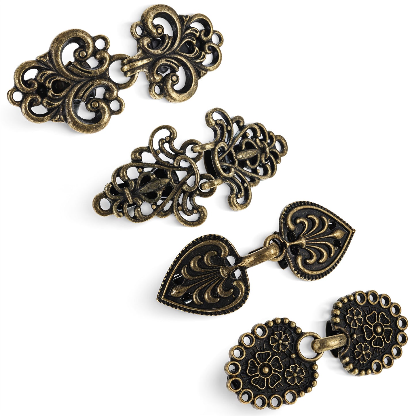 Dimeho 4pcs Vintage Sweater Swirl Clip Shirt Clips Dress Cinch Clips Cape Cloak Clips Retro Cardigan Clip Vintage Cardigan Collar Clips Dress Shirt Brooch Clips for Women(Bronze)
