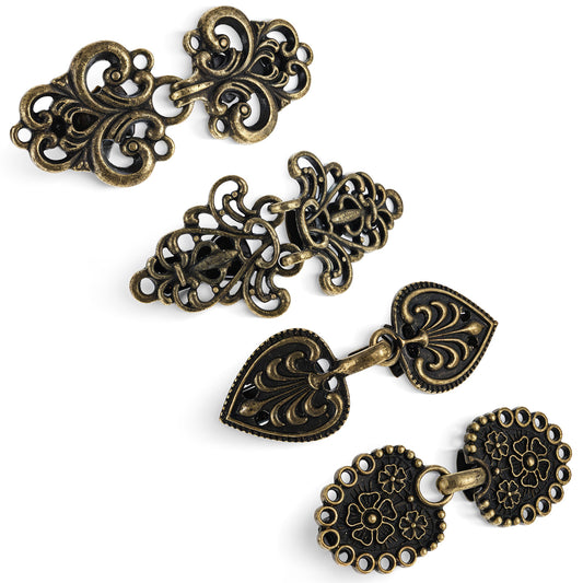 Dimeho 4pcs Vintage Sweater Swirl Clip Shirt Clips Dress Cinch Clips Cape Cloak Clips Retro Cardigan Clip Vintage Cardigan Collar Clips Dress Shirt Brooch Clips for Women(Bronze)