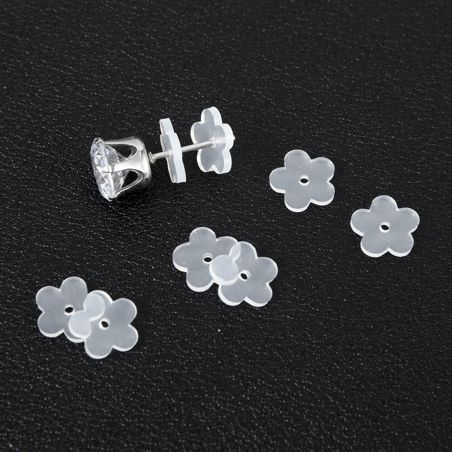 Hadnves Clear Ear Lobe Support Patches Silicone Earring Backs Flower Shape Piercing Disc for Droopy Ears Prevents Stretching and Tearing Comfortable and Invisible Reinforcement