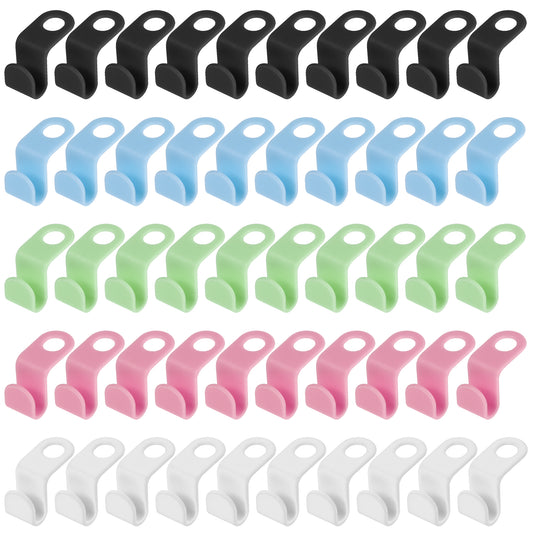 Sibba Clothes Hanger Connector Hooks, 50 Pieces Cascading Hangers, Hanger Extender Clips, Closet Organizer for Space Saving(Black, White)