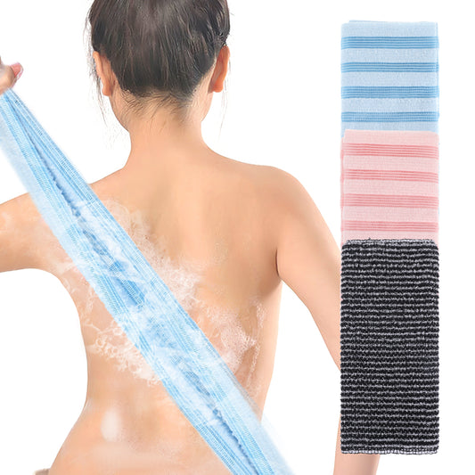 3 Pieces Exfoliating Washcloth Japanese Body Back Scrubber Korean Exfoliating Luffah Towel Beauty Shower Loofah Luffa Sponge Cleaner Scrub Wash Cloth for Men Women Dead Skin Remove (Black+Pink+Blue)