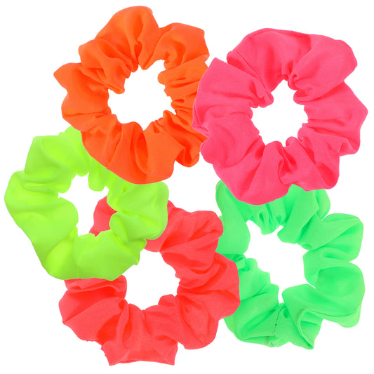 Dimeho 5 Pcs Neon Scrunchies for Hair 80s, Hair Neon Accessories Soft Neon Hair Scrunchies Bright Color Elastic Hair ties Ponytail Hair Bands for Women 80s 90s Party Outfit Costume