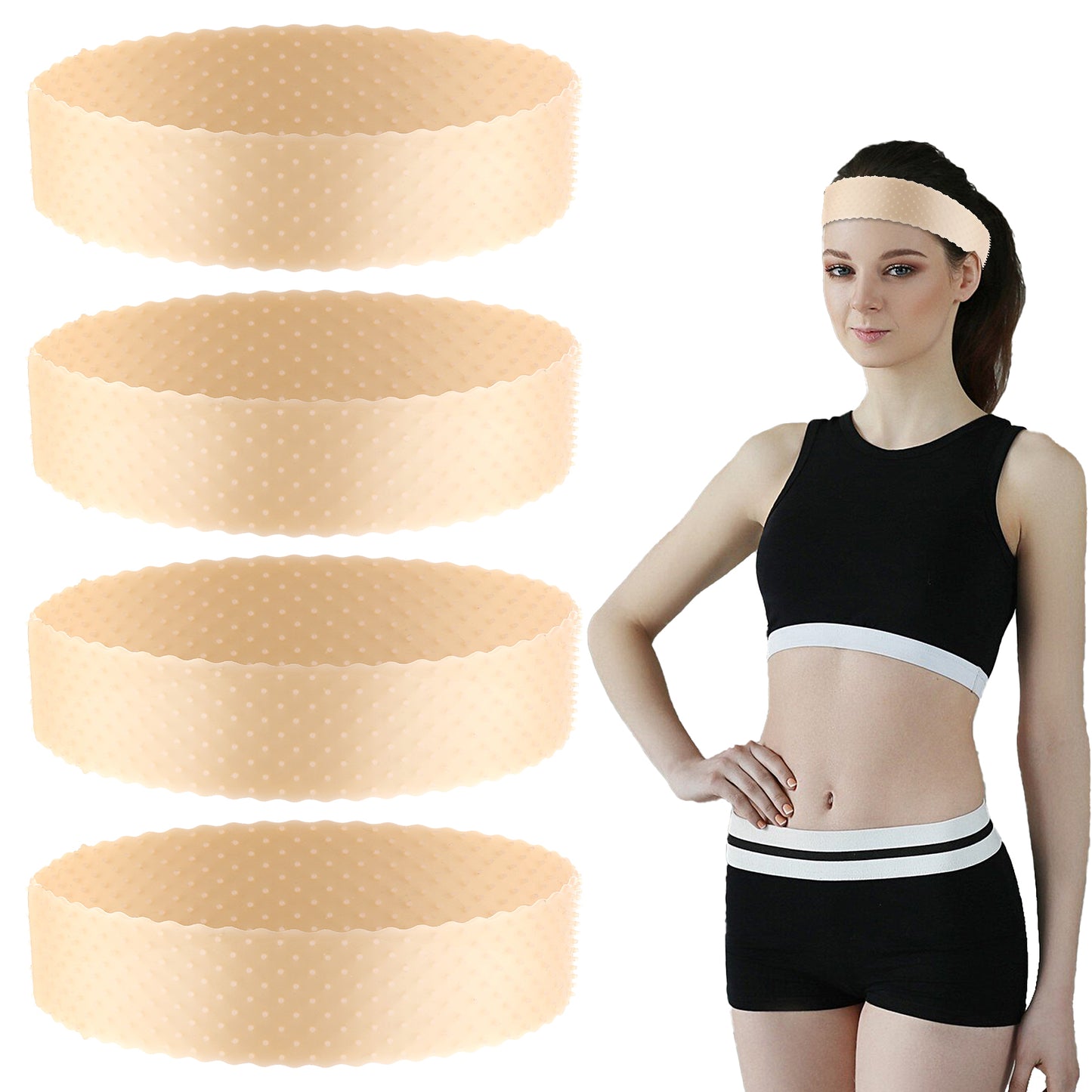 4 PCS Wig Grip Band Adjustable Wig Headband Silicone Wig Gripper Cap Elastic Non-Slip Hairband Sweat-proof Hold Wig Cap Waterproof Wig Fix for Lace Wig Men Women Sports Yoga